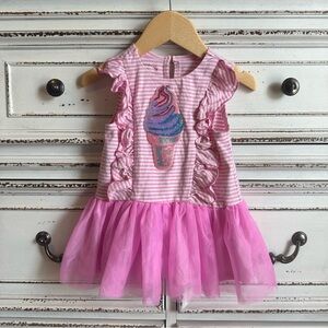 Pastourelle Pink Striped Ice Cream Tutu Dress Size 12M